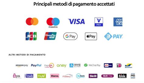 Varie icone di metodi di pagamento online (Visa, Mastercard, PayPal, Amazon Pay)
