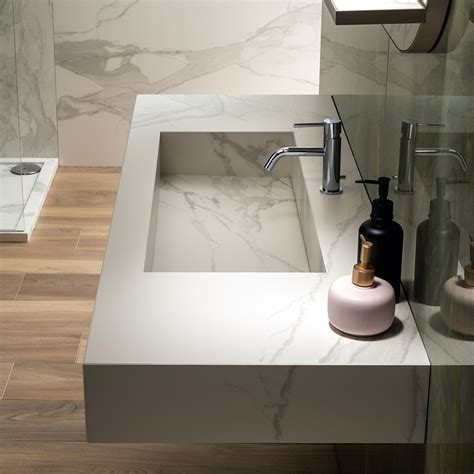 Top bagno in gres porcellanato integrato