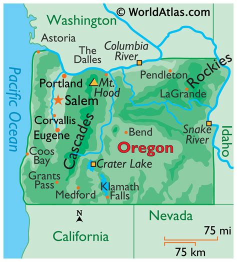 mappa del lago Klamath in Oregon