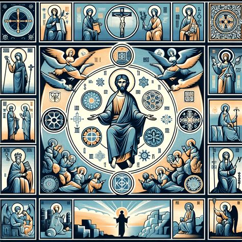 Iconografia cristiana con simboli di famiglia e vita