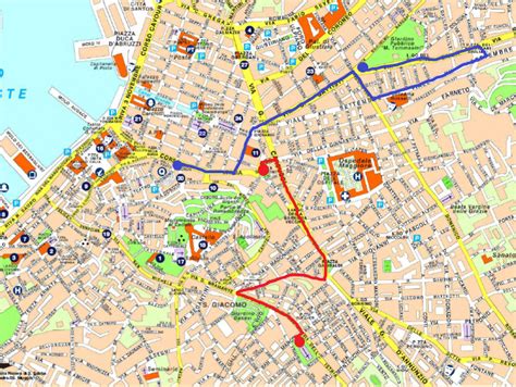 Mappa di Trieste con piazza tra i Rivi evidenziata