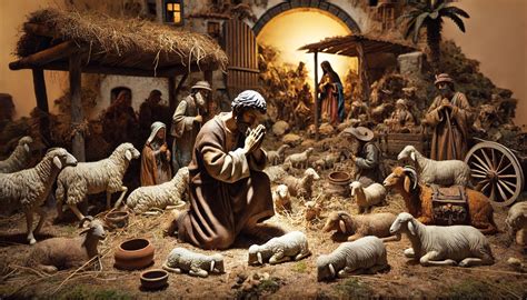 Artigiano napoletano che modella un pastore del presepe