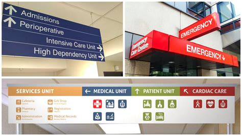 Hospital entrance with clear signage