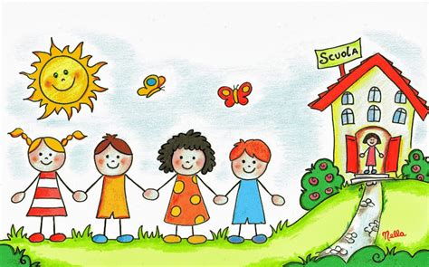illustrazione grafica di un ambiente scolastico accogliente e colorato per l'infanzia