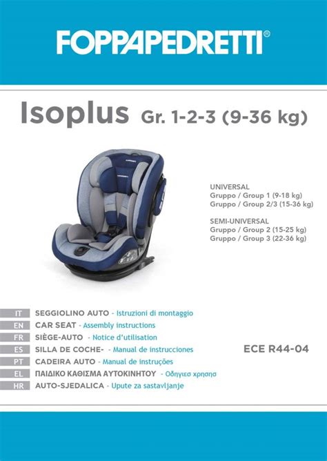 Manuale istruzioni seggiolino auto