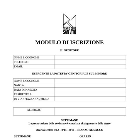 Modulo di iscrizione online semplificato per servizi educativi