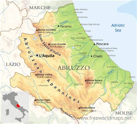 Historical map of Abruzzo region highlighting folk traditions
