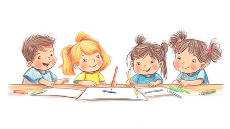 Bambini che disegnano e imparano
