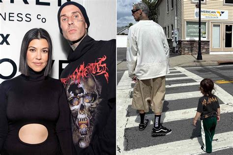 Kourtney Kardashian e Travis Barker con il neonato Rocky Thirteen