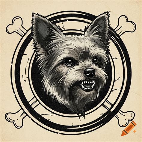 Stylized illustration of a punk rock Yorkshire Terrier