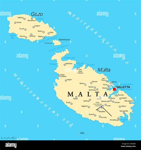 Mappa di Malta con indicazioni geografiche