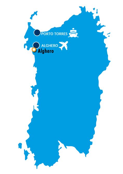 Mappa delle connessioni regionali dall'Aeroporto di Alghero