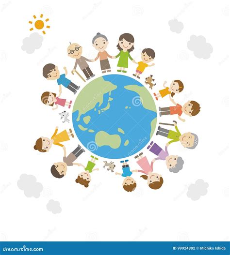 illustrazione di una famiglia con più generazioni, che si tengono per mano, con icone di supporto economico