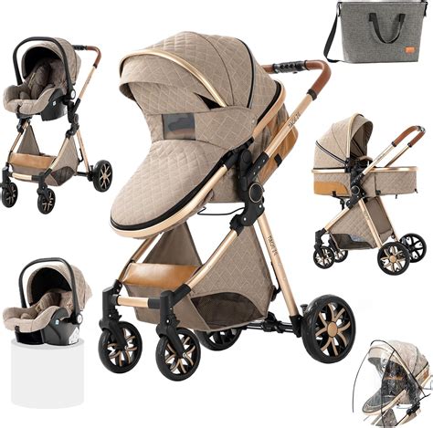 Passeggino trio elegante con dettagli luccicanti