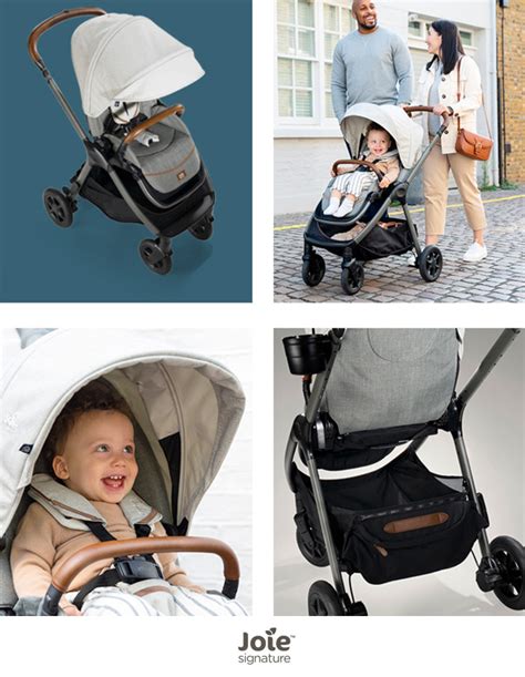 Vista laterale del passeggino Joie Signature Finiti con dettagli del telaio e del design elegante