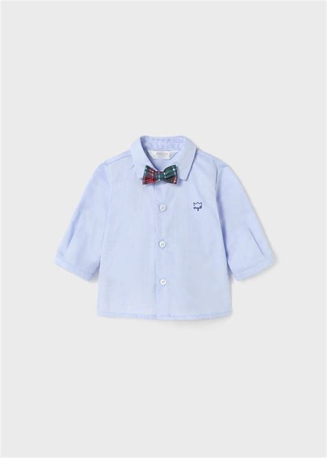 Camicia azzurra per bambino con papillon a fantasia