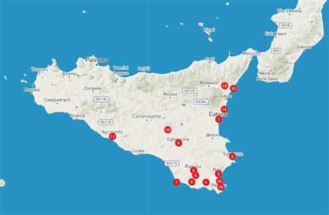Mappa della Sicilia Orientale