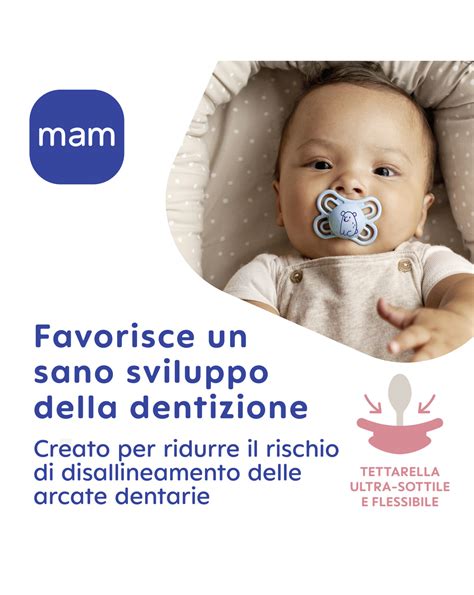 infografica sulle caratteristiche ergonomiche dei succhietti Mam