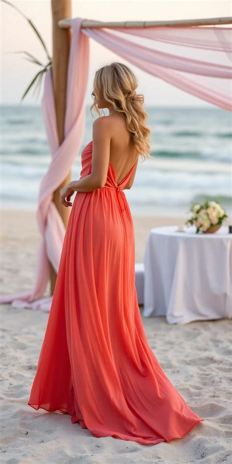 Donna incinta con abito svolazzante su una spiaggia al tramonto