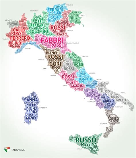 Mappa delle distribuzioni dei cognomi in Italia