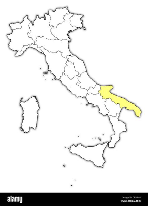 Mappa dell'Italia che evidenzia la regione Puglia