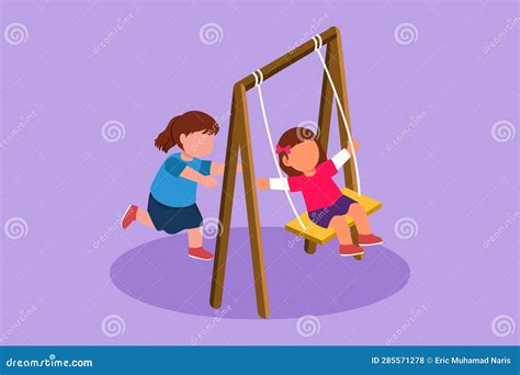 bambini che giocano su un'altalena in un giardino soleggiato