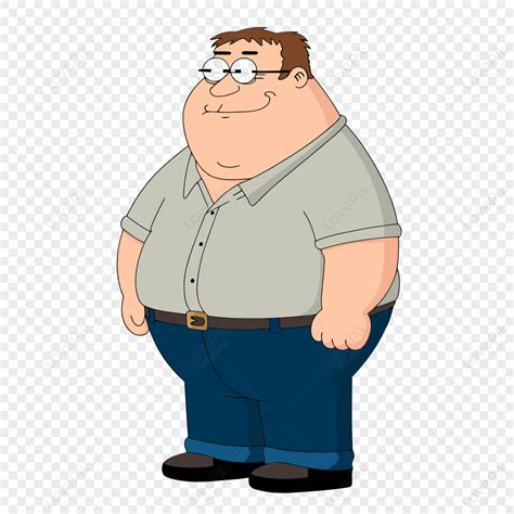 Ritratto stilizzato di Peter Griffin in un contesto di satira televisiva