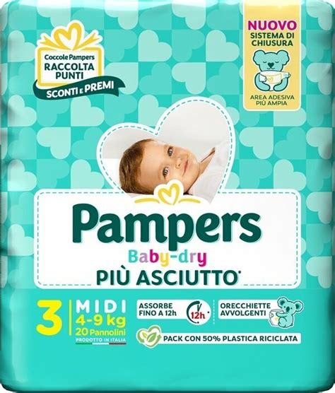Pannolino Pampers Baby-Dry Midi e Struttura a Triplo Strato