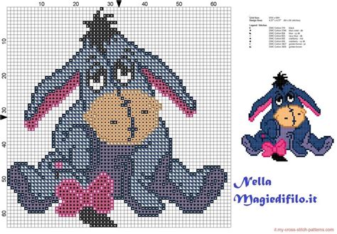 Schema punto croce stilizzato dell'asinello Hi-Ho (Eeyore)