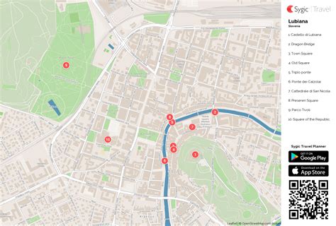 Mappa delle attrazioni family-friendly di Lubiana