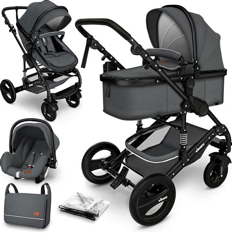 Passeggino 3 in 1 con navicella e seggiolino auto
