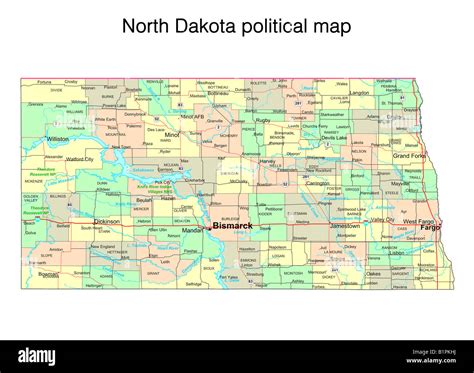 Mappa del Minnesota Nord-Occidentale e del Dakota del Nord Orientale