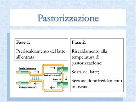Schema del processo di pastorizzazione del latte