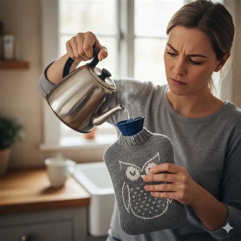 Donna incinta con borsa dell'acqua calda sul ventre
