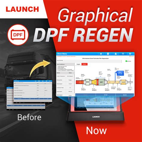 Diagnostic tool interface showing DPF parameters