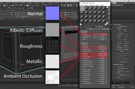 Interfaccia del Material Editor di 3ds Max con un materiale Blinn selezionato
