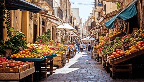 Street view of a bustling Italian market town with traditional shop facades