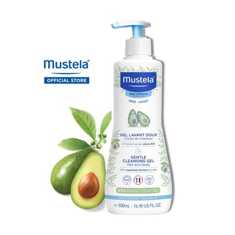 Mustela Cleansing Milk product bottle with avocado illustration