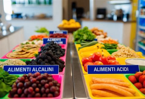 Tavola con diversi alimenti per bambini