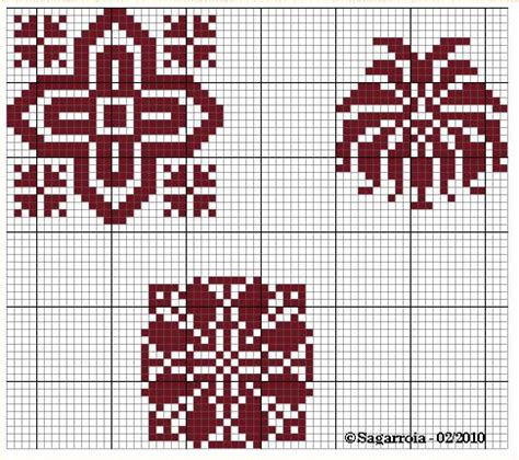 Cuore a punto croce con motivi geometrici interni
