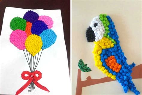 bambini che realizzano lavoretti creativi in un'aula colorata