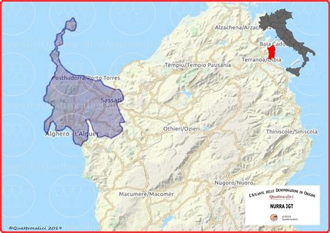 Mappa della Nurra con evidenziate le aree di bonifica e i primi insediamenti