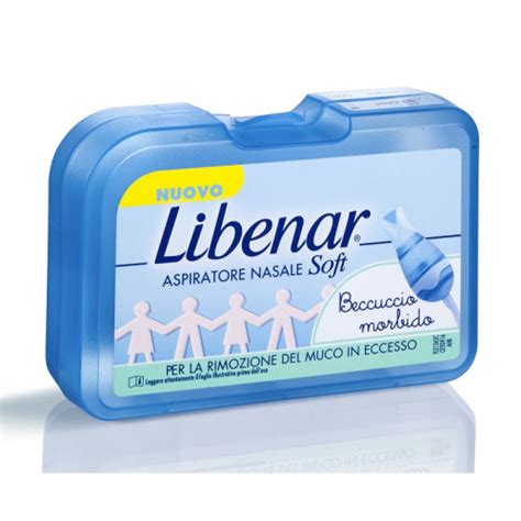 immagine ravvicinata dell'aspiratore nasale Libenar Soft con i suoi componenti distinti: punta morbida, corpo centrale, tubo e boccaglio, e filtri
