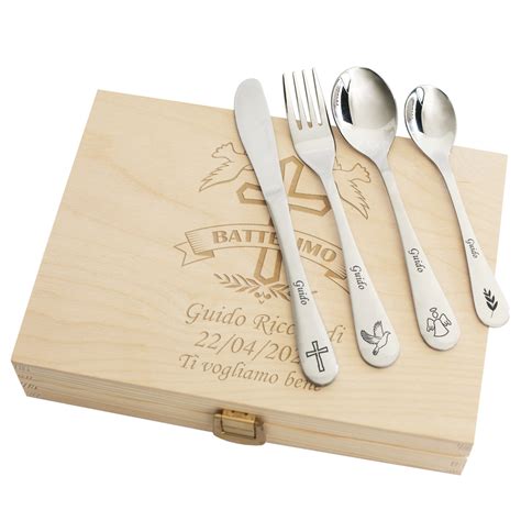 Set pappa in argento con incisioni personalizzate
