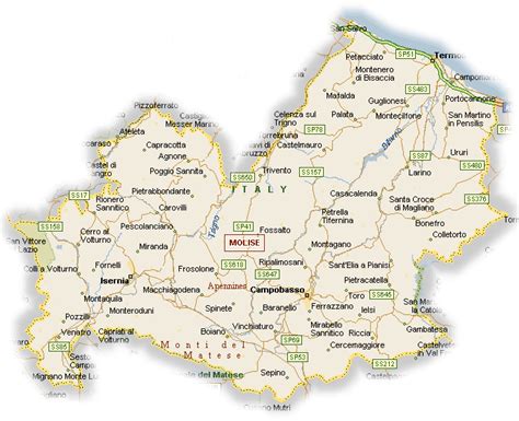 Cartina del Molise con indicazione di Termoli