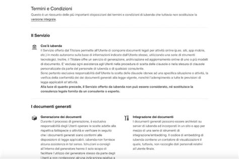 Documenti con termini e condizioni