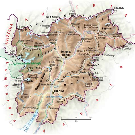 Mappa del Trentino con evidenziata l'area di Levico Terme