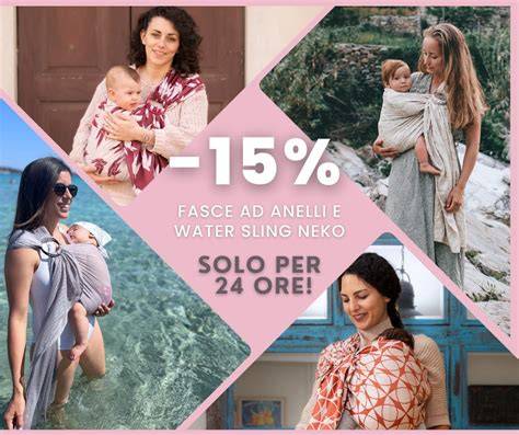 Una madre che utilizza una fascia ad anelli per portare il suo bambino