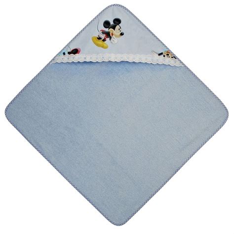 Accappatoio neonato azzurro con ricamo Topolino