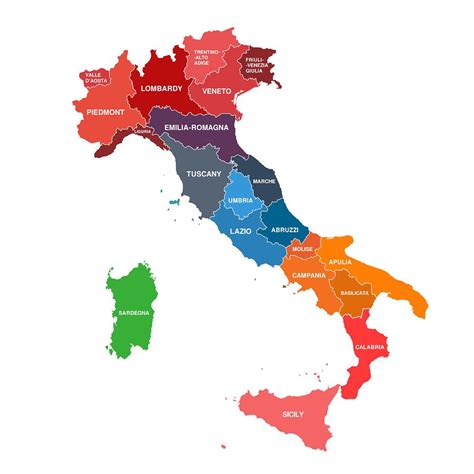 Mappa dell'Italia con evidenziate le regioni con maggiore disponibilità di parto analgesia